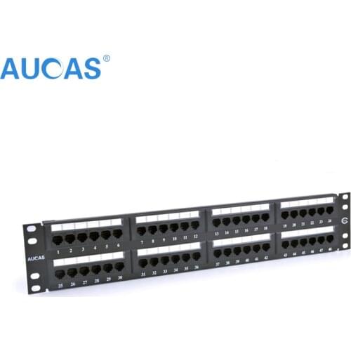 AUCAS 48 ports Cat5e patch panel with rj45 keystone plug UTP female keystone adapters