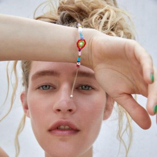 Best Lady 2021 ZA Letter Horoscope Bracelets for Women Boho Acrylic Multicolored Beads Flower Strand Bracelets Bangles Jewelry