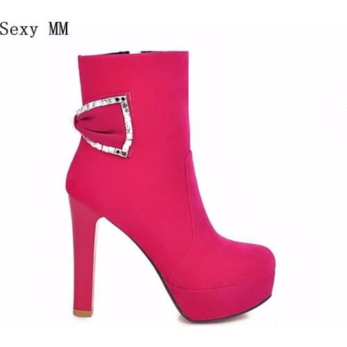 Spring Autumn Winter Platform High Heels Ankle Boots Women Short Boots Ladies Shoes botas botte femme Plus Size 34-40.41.42.43