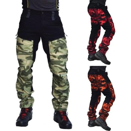 Stylish Men Camouflage Patchwork Pockets Jogger Cargo Trouser Motorcycle Pant outdoor sports hunting fishing rescure street wear