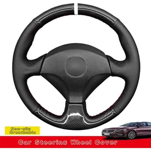 DIY Car Steering Wheel Cover For Honda Acura RSX Type-S 2005 S2000 2000-2008 Civic Si 2002 2003 2004 Black Carbon Fiber Leather