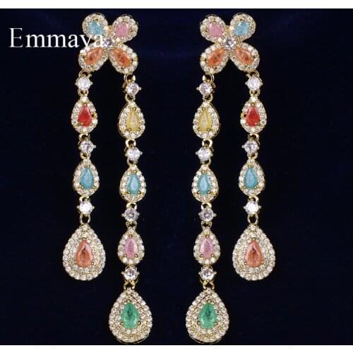 Emmaya Cute Style Colorful Long Earring For Female Fashion Trend With Cubic Zircon Gorgeous Dress-up Party New Arrival Jewelry