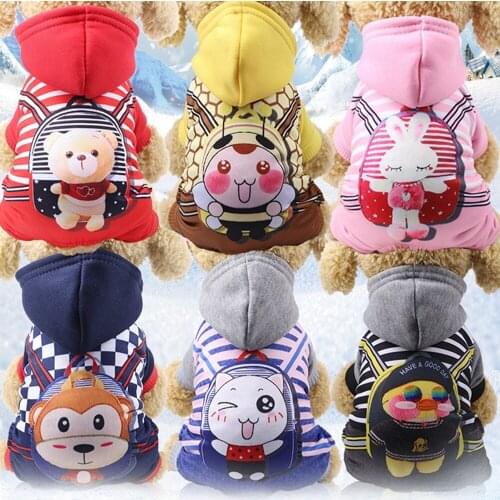 Cute Dog Jumpsuit Soft Warm Dog Coat Small Dogs Puppy Clothes Winter Dog Hoodie Coat Cartoon Pets Overall Winter Dog Sweatshirts