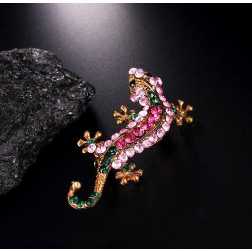 Colorful Lizard Brooches for Women Cute Animal Gekko Pins Summer Shining Jewelry Kids Accessories Good Gift