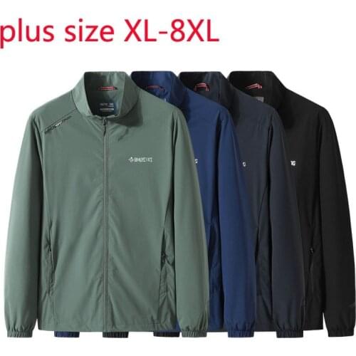 New Arrival Fashion Super Large Spring And Autumn Thin Men Standing Collar Jacket Coat Plus Size XL 2XL 3XL 4XL 5XL 6XL 7XL 8XL