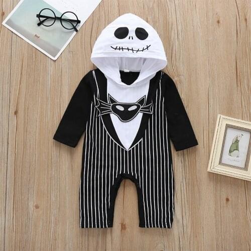 2021 Baby Halloween Costume Baby Boy Outfit Infant Boys Striped Pullover COTTON Rompers Long Sleeved One-piece 3-12m
