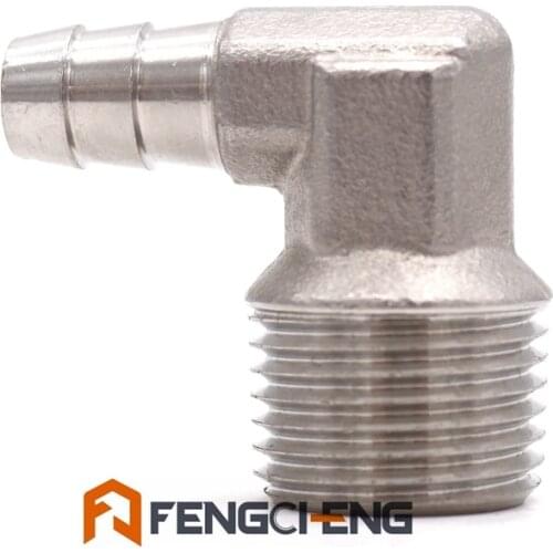 Stainless Steel 304 1/2" MPT X 3/8" Barb Elbow, Homebrew Hardware, Pump fitting