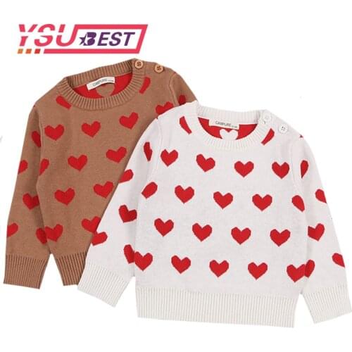 New 2020 Autumn Baby Sweaters Kids Clothes Children Cotton Knitted Sweater Coat Baby Girls Cute Love Heart Boys Winter Pullover