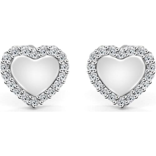 New Arrival 925 Sterling Silver Zircon Stud Earrings Love Hearts Earrings Cute for Women Wedding Silver Jewelry Accessories
