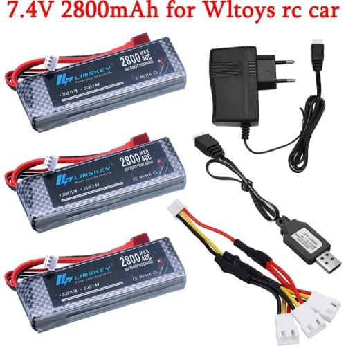 Original battery for Wltoys 144001 car 2s 7.4 V 2800mAh Lipo battery upgraded for Wltoys 12428 124019 RC car boat Lipo battery