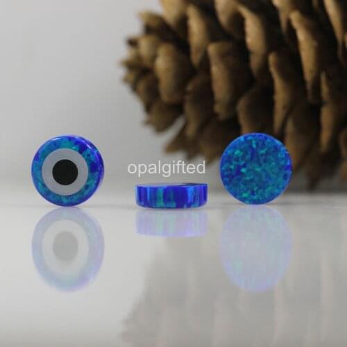 40pcs Free Shipping 10mm Synthetic Round Evil Eye OP27 Dark Blue Opal with Mother of Pearl for fashion gift with wholesale price