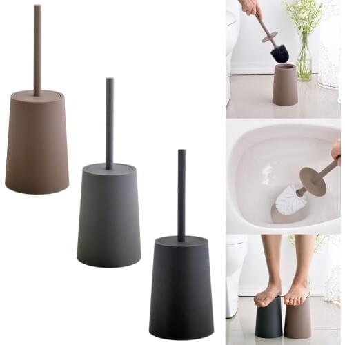Long Handle Plastic Bathroom Toilet Brush Home Cleaning Tool with Base Holder Useful