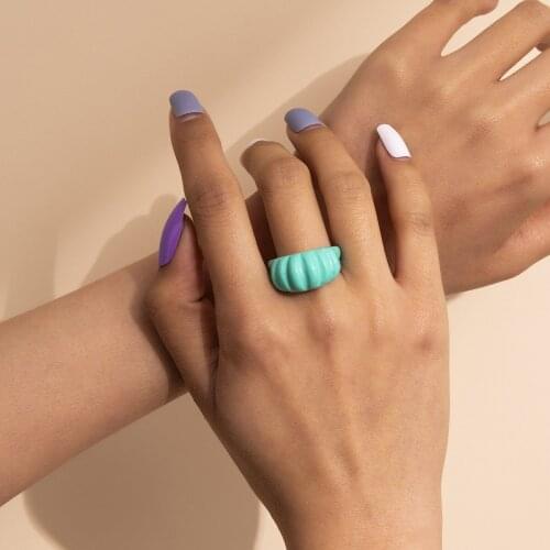 Simple Retro Macaron Pigment Circle Geometric Ring European and American Ins Temperament Cold Wind Acrylic Open Ring Party Gift