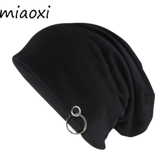 Miaoxi New Style Fashion Adult Unisex Solid Hat With Hoop Casual Women Warm Beanies Skullies Novelty Men Gorros Caps