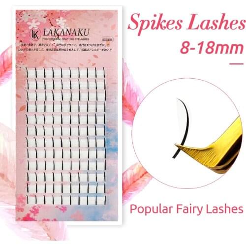 LAKANAKU Premade Spikes for Eyelashes 0.07 C D 8-18mm Mix Spikes Wispy Extension Lashes individual Makeup Cilis