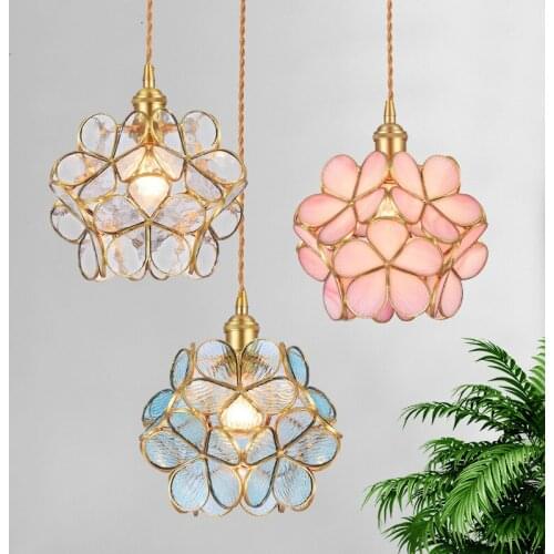 Nordic glass art decoration single head full copper chandeliers bedside lamp post modern personality restaurant lamp LB12168