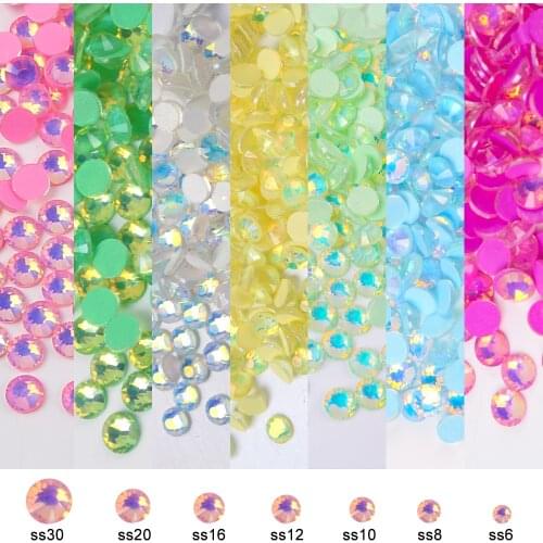 SS6-SS30 Flatback Non Hotfix Candy Neon Nail Art Fluorescence Rhinestones Crystal Glass Gem Stone 3D Charm Strass Night Life