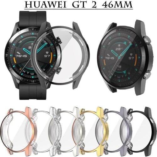 Thin Shockproof Case For Huawei Watch GT 2 46MM 42MM Soft TPU Plated Flexible Cover Full Screen Protective Bumper for gt2 Shell