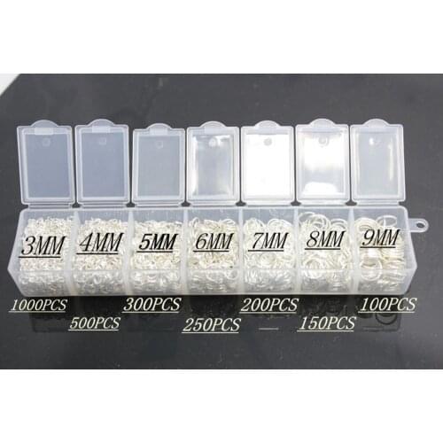 1 Box Silver Open Jump Rings 3mm-9mm (2500 Pcs Assorted) For DIY PJ042