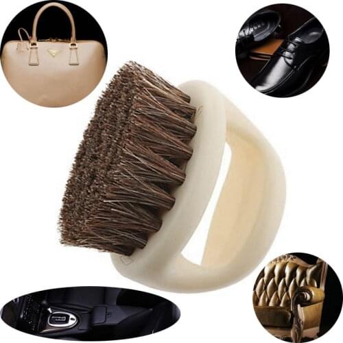 1Pcs Portable Horseshoe Shaped Pig Hair Shoe Leather Shoes Shine Care Cleaning Polishing Dusting Home Cleaner Brush Tools