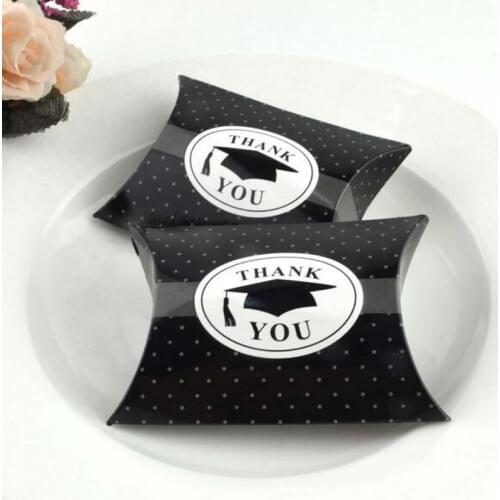10/50/100pcs Thank You Black Graduation Bachelor Cap Chocolate Gift Sweets Box Pillow Candy Box Favors Party Decoration Supplies