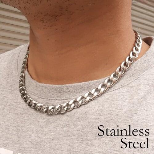 10 Pieces Stainless Steel Necklace for Men Women 10mm Miami Cuban Link Necklace Choker Tarnish Free Jewelry in Summer