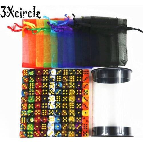 100pcs dice with Rainbow dices bag 12mm 100pcs/set of D6 Gambling Playing Poker Dice for board game Tower Board Game,Game Gemini