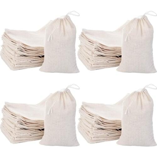 200 Pack Cotton Muslin Bags Sachet Bag Multipurpose Drawstring Bags For Tea Jewelry Wedding Party Favors Storage (4 X 6 Inches)