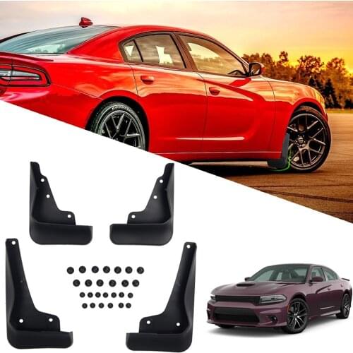 Car Accessories for Dodge Charger 2015-2020 Front & Rear Mudflaps Plastic Molded Splash Guards Mud Fender Mud Flaps 4pcs