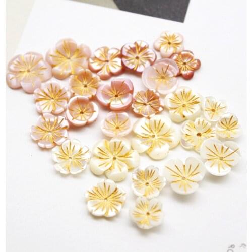 5pcs / bag natural shell gold powder inlaid five-petal shell flower jewelry making DIY brooch hair clip earrings accessories