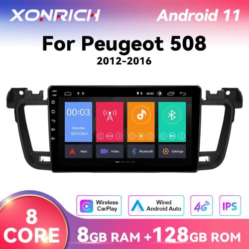 Android 10.0 4G+128G Car Radio Multimedia Player For Peugeot 508 2011-2018 GPS Navigation No 2din Autoradio DSP RDS IPS Carplay