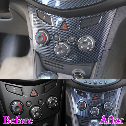 For Chevrolet Trax 2014 2015 2016 1x ABS Plastic Air Condition Button Panel Cover Trim Carbon Fiber Style Decorative Accessories