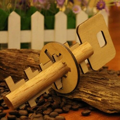 Children Funny Lock Toys Wooden Toy Unlock Puzzle Key Intellectual Educational Stress Release Kids Jigsaw