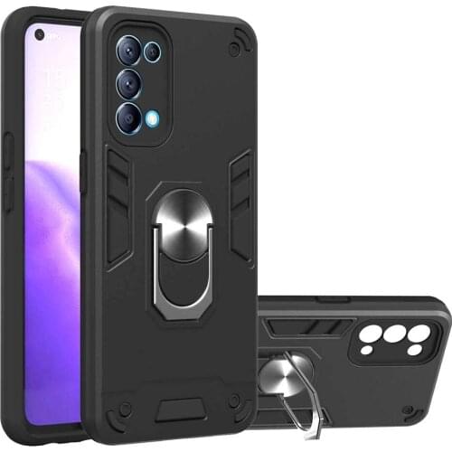 Hybrid Armor Phone Case For OPPO Reno5 Shockproof Protection Cover Reno 5 4G Case Find X3 Lite Ring Holder Stand Cases