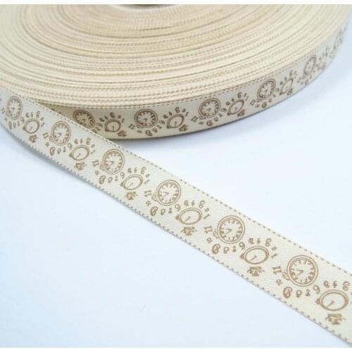 Handmade Printed Cotton Ribbons Alarm clock For DIY Sewing Hairbows Gift Wrapping Party Dress Sew On Garment 5/8" 15mm 5yds/lot