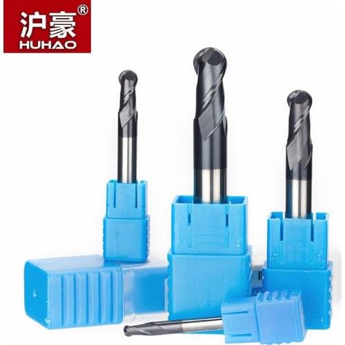 HUHAO 1PC HRC45 High Aluminum TiAIN Coating End Mill 2 Flutes Tungsten Steel Router Bits R Knife Arc Groove CNC Milling Cutter