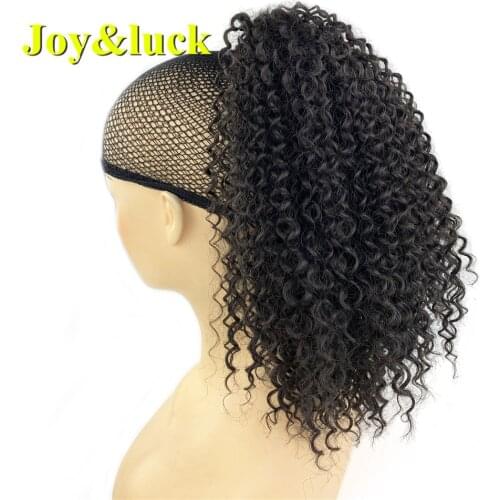 Joy&luck Afro Kinky Curly Puff Drawstring Ponytail Short Hair Bun for Black Women Synthetic Chignon Hair Style