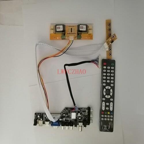 DVB-T DVB-C 3663 TV Monitor Kit for M170EG01 MT170EN01 4 CCFL LCD LED screen HDMI+VGA+USB+TV Controller board Driver
