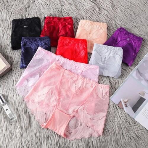 Sexy Women Underwear High Rise Underpants Cotton Fashion Lace Flower Boxers Female Penties Plus Size Briefs Bow Soft Lingerie