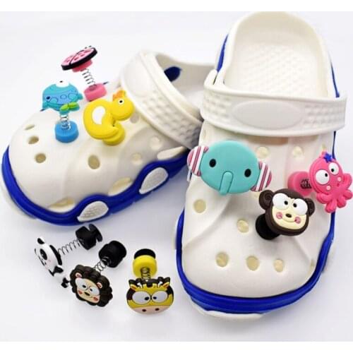 Creative Cartoon Shoe Charms Accessories 3D Spring Shoe Decorations PVC Croc jibz Buckle for Kids Adult Bracelets Wristbands