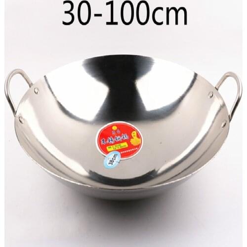 30-100CM Cooking Wok Kitchen Wok Thick stainless steel round bottom Kitchen Pot Cooking Pot