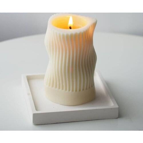 Candle Silicone Mold Irregular Stripe Design Columnar Candle Mold Handmade Aroma Candle Production