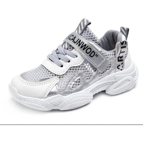 Summer new childrens fashion hollow stitched breathable sports shoes boys and girls' soft soled breathable mesh casual shoes