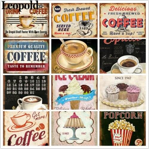 Vintage Metal Plate Dessert Shop Decoration Cake Coffee Fries Poster Letter Card Wall Art Bar Cafe Ktv Restaurant Home Decor