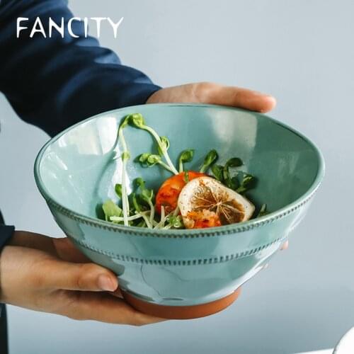 FANCITY Restaurant bowl, ceramic soup bowl, creative large noodle soup bowl