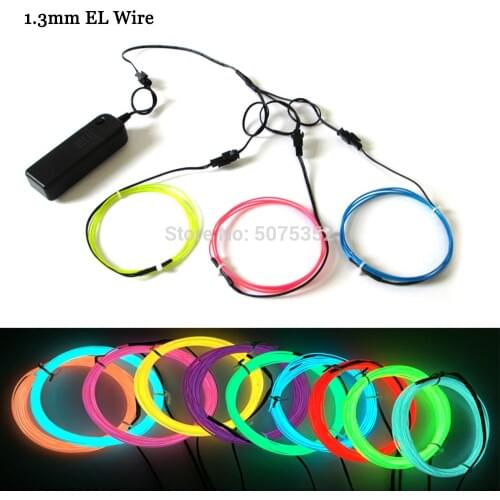 Fashion Wedding Decor 1.3mm Neon Glow Strip Light LED Lamp Flexible EL Cable Rope Tape With DC-3V Inverter