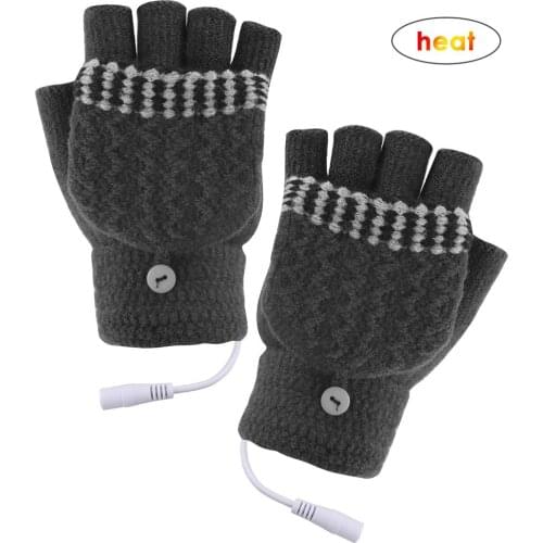 Heating cover Winter Thermal half-finger With full-finger Electric USB heated Gloves For outdoor bike cycling indoor office