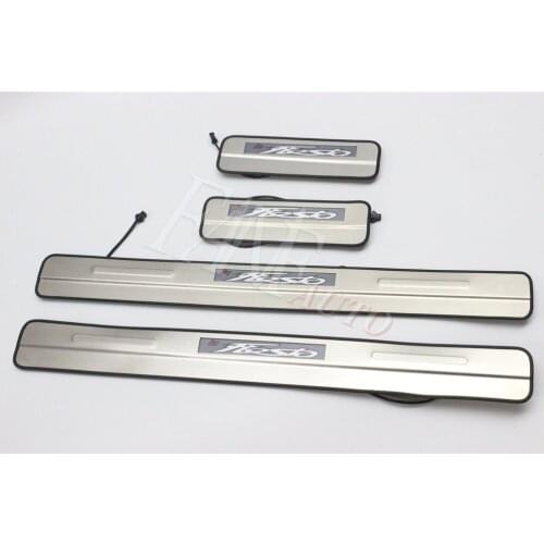 Stainless Steel Led Door Sill Scuff Plate Guard Protector Trim For Ford Fiesta 2009-2014