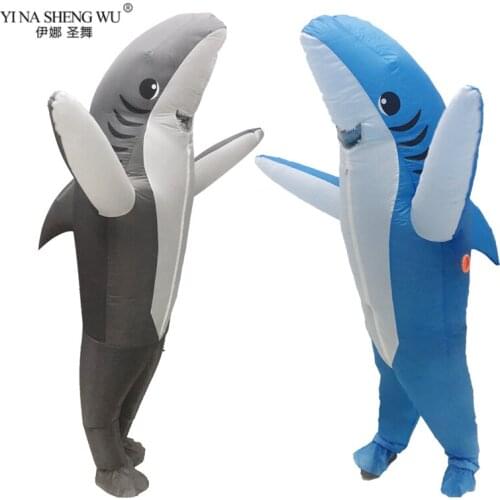 New Shark Inflatable Costume Adult Mascot Cosplay Halloween Costumes For Women Men Animal Cartoon Fancy Dress Clothing Wear