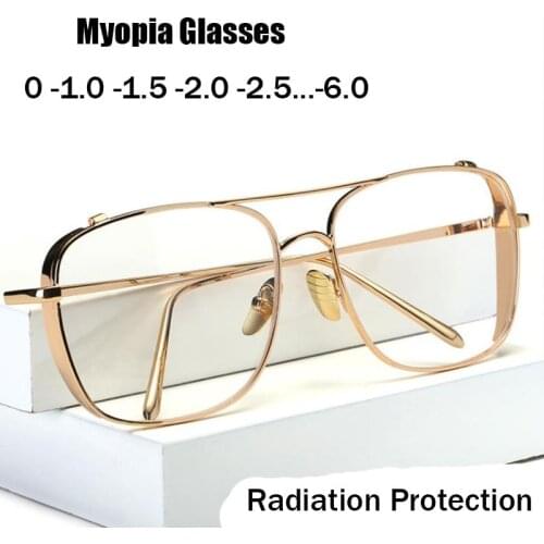 Hombre Anti Blue Light Clear Mens Corrective Glasses Myopia Diopters 0 to -6.0 Luxury Brand Designer Computer Glasses Husband